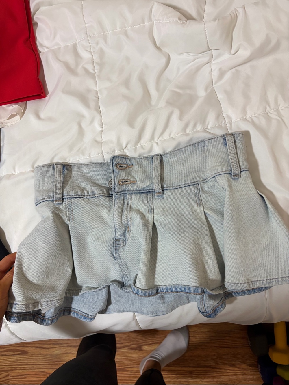 American Eagle Outfitters Light Blue Ruffle Denim Skort